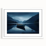 Abstract art print of Adirondacks scenery in muted earth tones on a framed white mat.