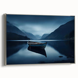 Framed canvas of a vintage-style landscape art painting featuring the Adirondacks in muted colors.