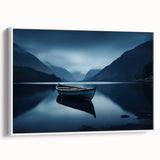 Vintage poster art of Adirondack scenery in vibrant colors on a large framed canvas, suitable for living room decor.