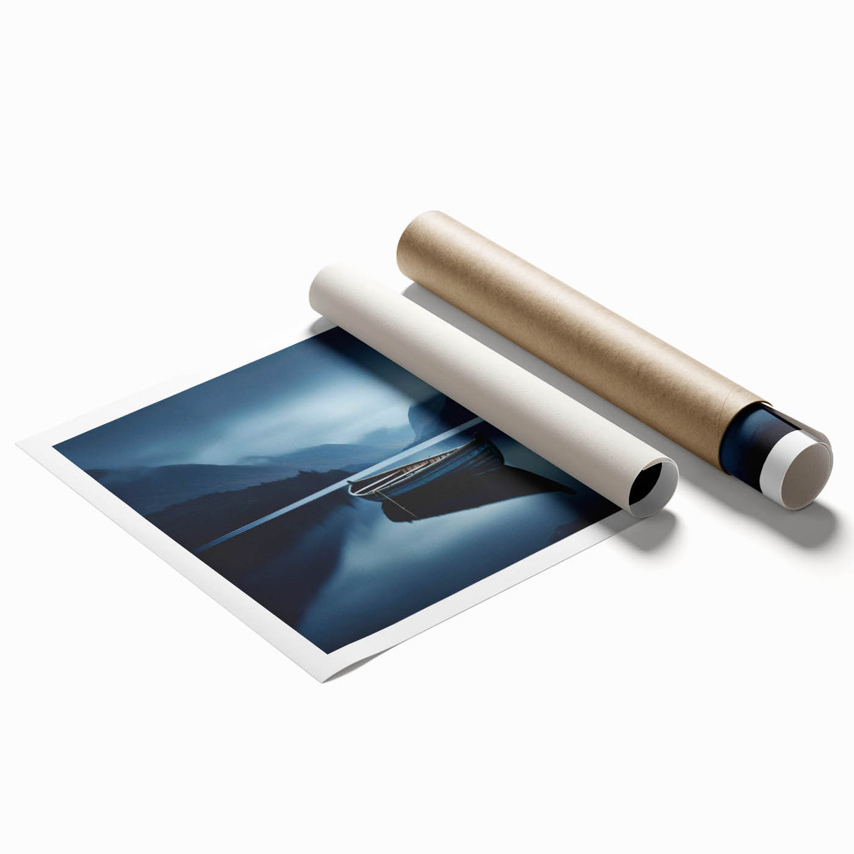Extra large rolled print of Adirondack scenery with muted green and brown tones, ideal for classy bathroom wall art.