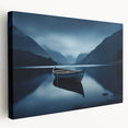 Large canvas print of Adirondacks landscape in subdued green and blue tones, suitable for kitchen wall art.