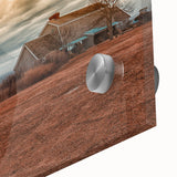 Mid-century modernist large abstract art print of New York, in blue and gray tones on acrylic, ideal for dining room art.