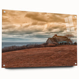 Acrylic print of a large abstract portrayal of Long Island with vibrant blues and greens.