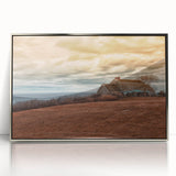 Mid-century modernist art of Long Island scenery, framed acrylic with silver tones, ideal for nursery wall art.