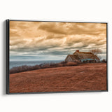 Black and white framed canvas of Long Island landscape, ideal for bedroom wall decor.