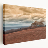 Large canvas art of Long Island scenery in muted green and blue tones, ideal for kitchen wall art.