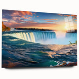 Acrylic print of Niagara Falls in muted blue and grey tones, suitable for bedroom or dining room decor.