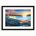 Extra large abstract art print of Niagara Falls in vibrant colors on a textured canvas, ideal for living room decor.