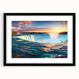 Extra large abstract art print of Niagara Falls in vibrant colors on a textured canvas, ideal for living room decor.