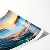 Extra large rolled print featuring line art flowers over a muted Niagara Falls backdrop.