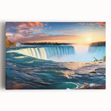 Black and white photo of Niagara Falls on large stretched canvas, suitable as kitchen wall art.