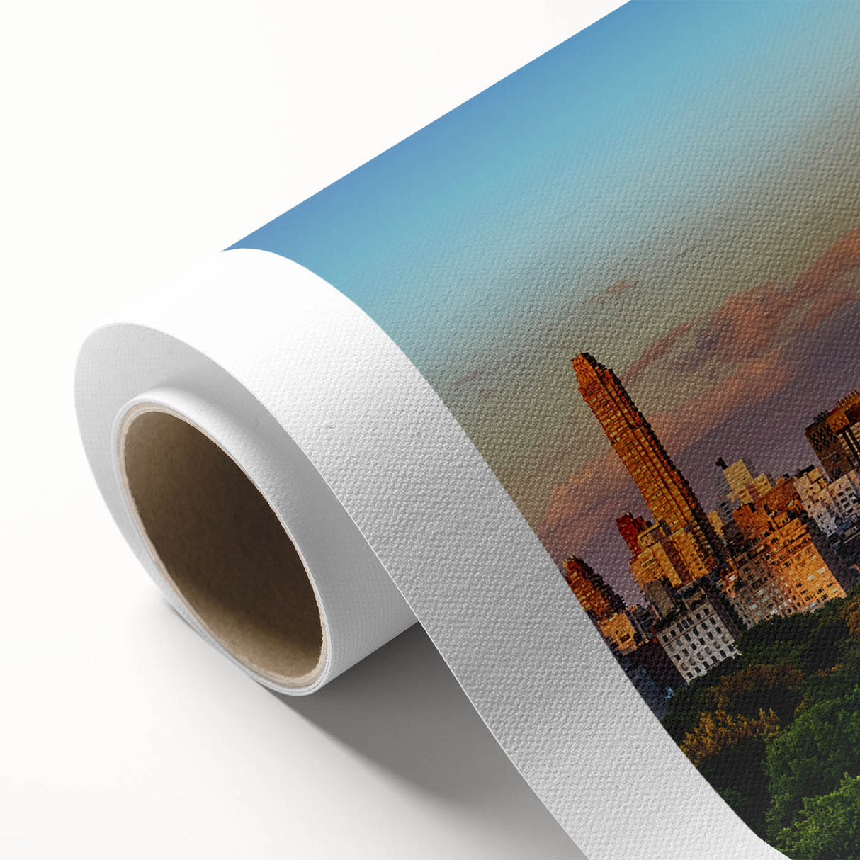 Art Deco poster of Central Park with muted green and brown tones on rolled canvas, ideal for nursery wall art.