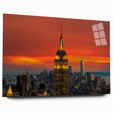 Acrylic print of the NYC Empire State Building in grayscale, ideal for bedroom or dining room art.