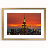 Extra large abstract art print of NYC Empire State Building in muted gray tones on a textured canvas.