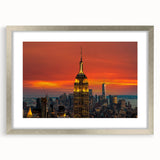 Textured art print of abstract NYC skyline in muted gray tones on a silver-framed mat, ideal for bedroom art.