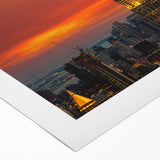 Art deco poster of the Empire State Building in monochrome, printed on rolled canvas, suitable for dining room wall art.