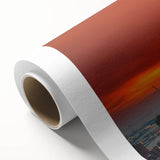 Art Deco style poster of the NYC skyline in monochrome shades on rolled canvas.