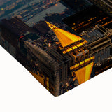 Black and white landscape art painting of NYC's Empire State Building on a stretched canvas, ideal for bedroom wall decor.