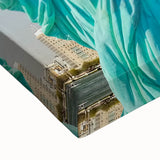 Large art of Manhattan skyline in black and white on stretched canvas, suitable for bedroom wall decor.