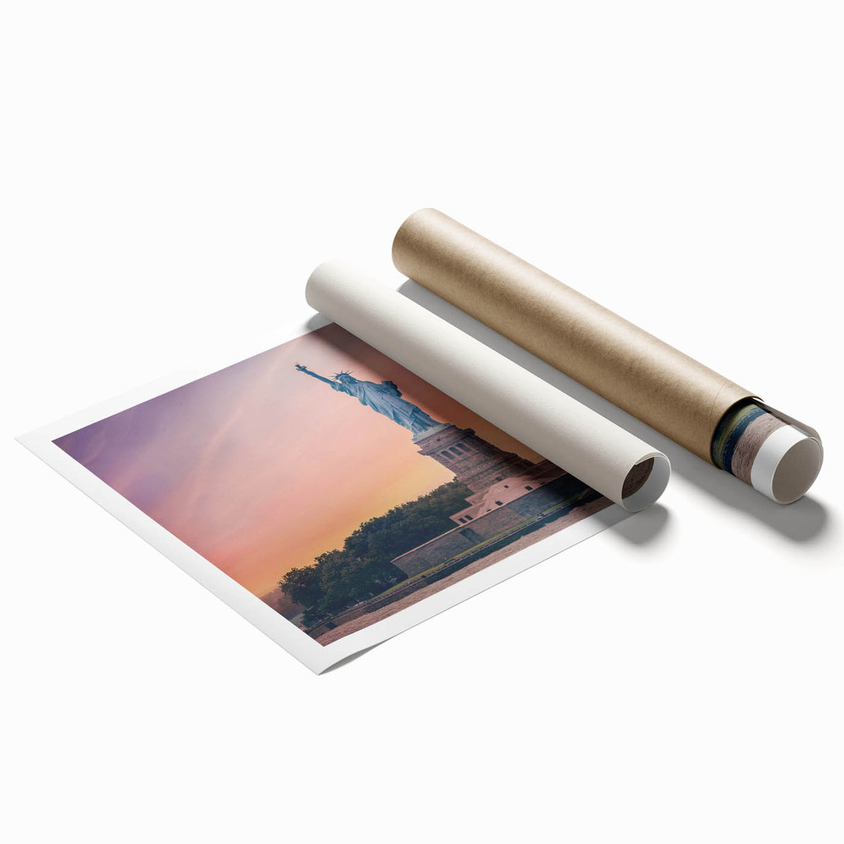 Extra large rolled print featuring the Statue of Liberty with a muted blue and gray color palette.