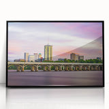 Large abstract wall art depicting Oklahoma scenery in muted earth tones on a framed acrylic.