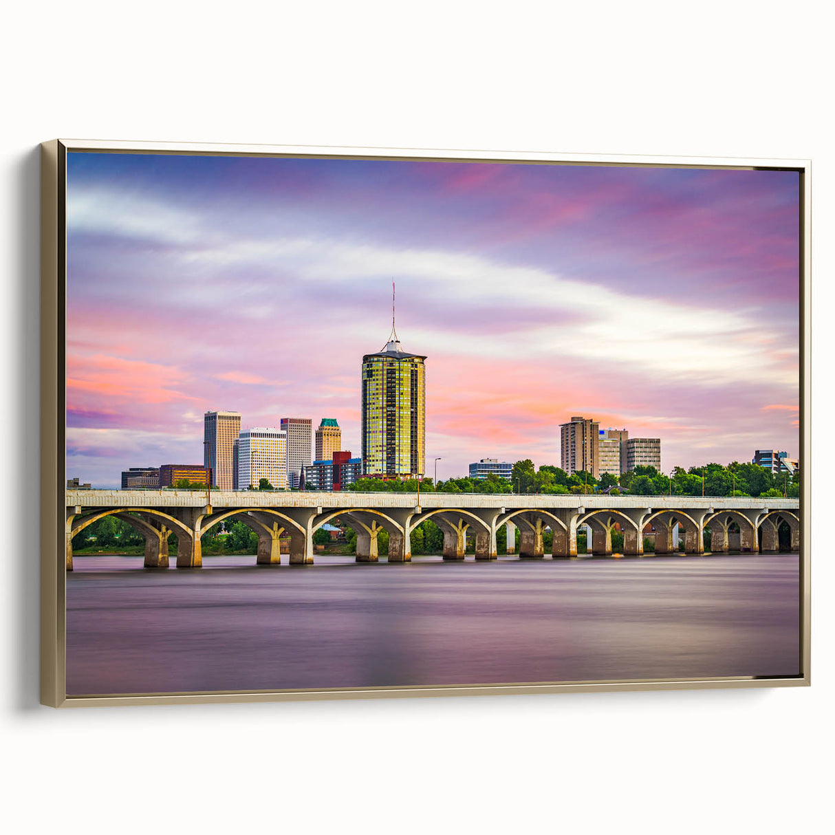 Framed canvas depicting a vintage-style Oklahoma landscape in muted gold and black tones, suitable for bedroom wall art.
