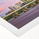 Art deco poster of Oklahoma scenery on rolled canvas, featuring muted earth tones, ideal for dining room wall art.