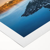 Art deco poster of Crater Lake, Oregon, featuring vibrant blue tones on a rolled canvas, ideal for dining room wall art.