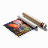 Rolled print of a Philadelphia skyline in muted gray tones, ideal for classy bathroom wall art.