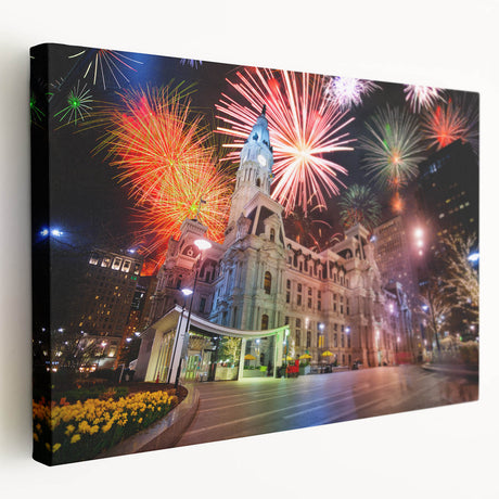 Large art of Philadelphia skyline in muted gray tones on stretched canvas, ideal for kitchen wall art.