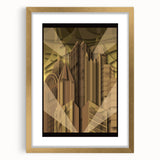 Extra large abstract art print of Pittsburgh skyline in textured gold frame, ideal for living room decor.