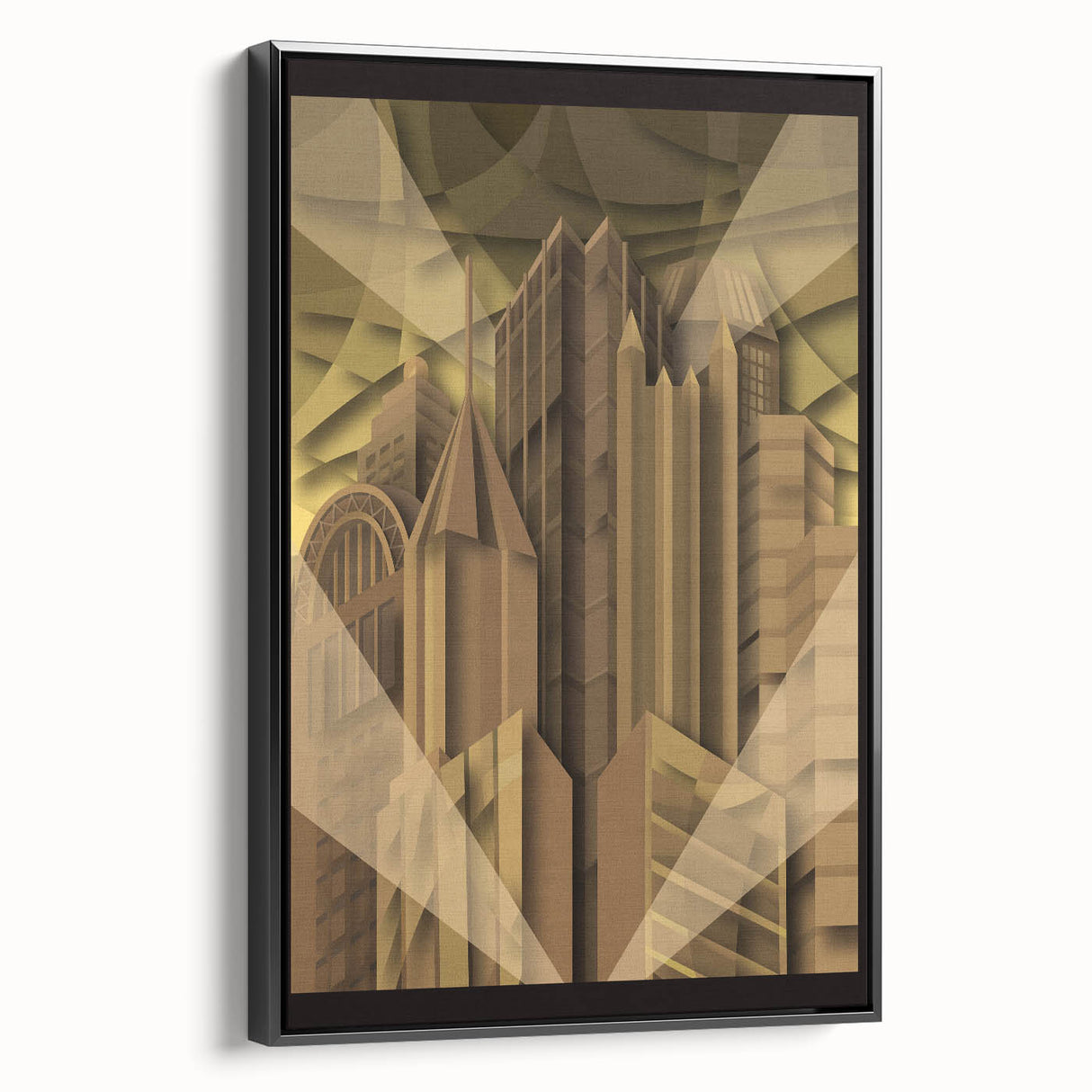 Black and white framed canvas featuring the Pittsburgh skyline, ideal for bedroom wall decor.