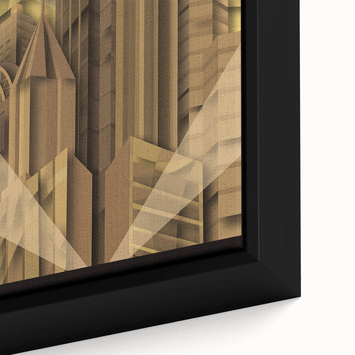 Framed canvas of Pittsburgh skyline with textured, colorful art on a black background, ideal for living room decor.