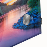 Large abstract wall art of Pennsylvania scenery in mid-century modernist style on acrylic glass, ideal for dining room art.