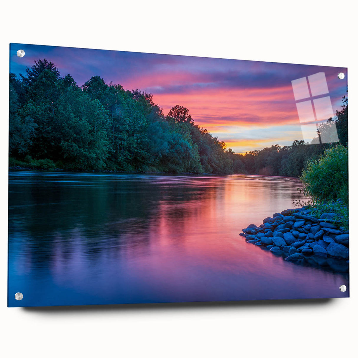Large abstract wall art of Pennsylvania scenery in muted earth tones on acrylic glass.