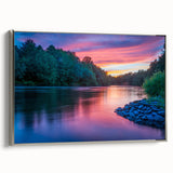 Framed canvas of a vintage Pennsylvania landscape painting featuring colorful art on a black background.