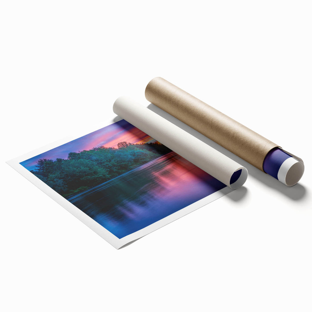 Rolled print of a Pennsylvania landscape with muted green and brown tones, ideal for classy bathroom wall art.