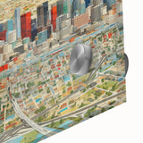 Large abstract wall art depicting the Phoenix valley in muted earth tones on acrylic glass.