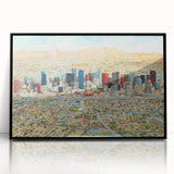 Large abstract wall art depicting the Phoenix Valley in muted earth tones on a framed acrylic.
