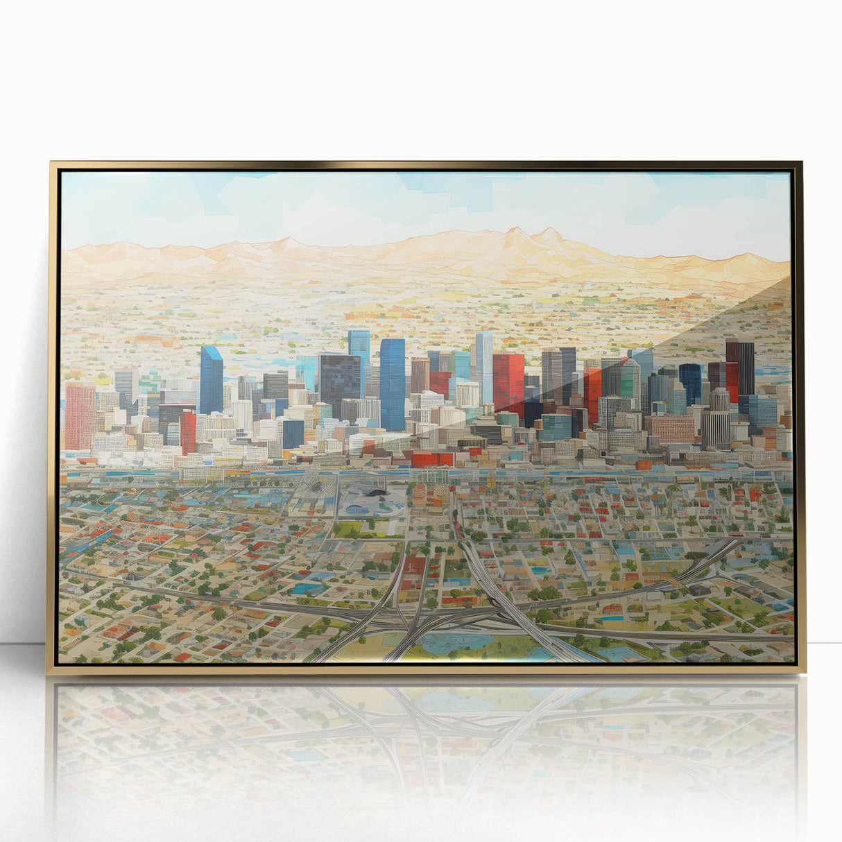 Framed acrylic print of Phoenix Valley in muted earth tones, ideal for modern art wall decor.
