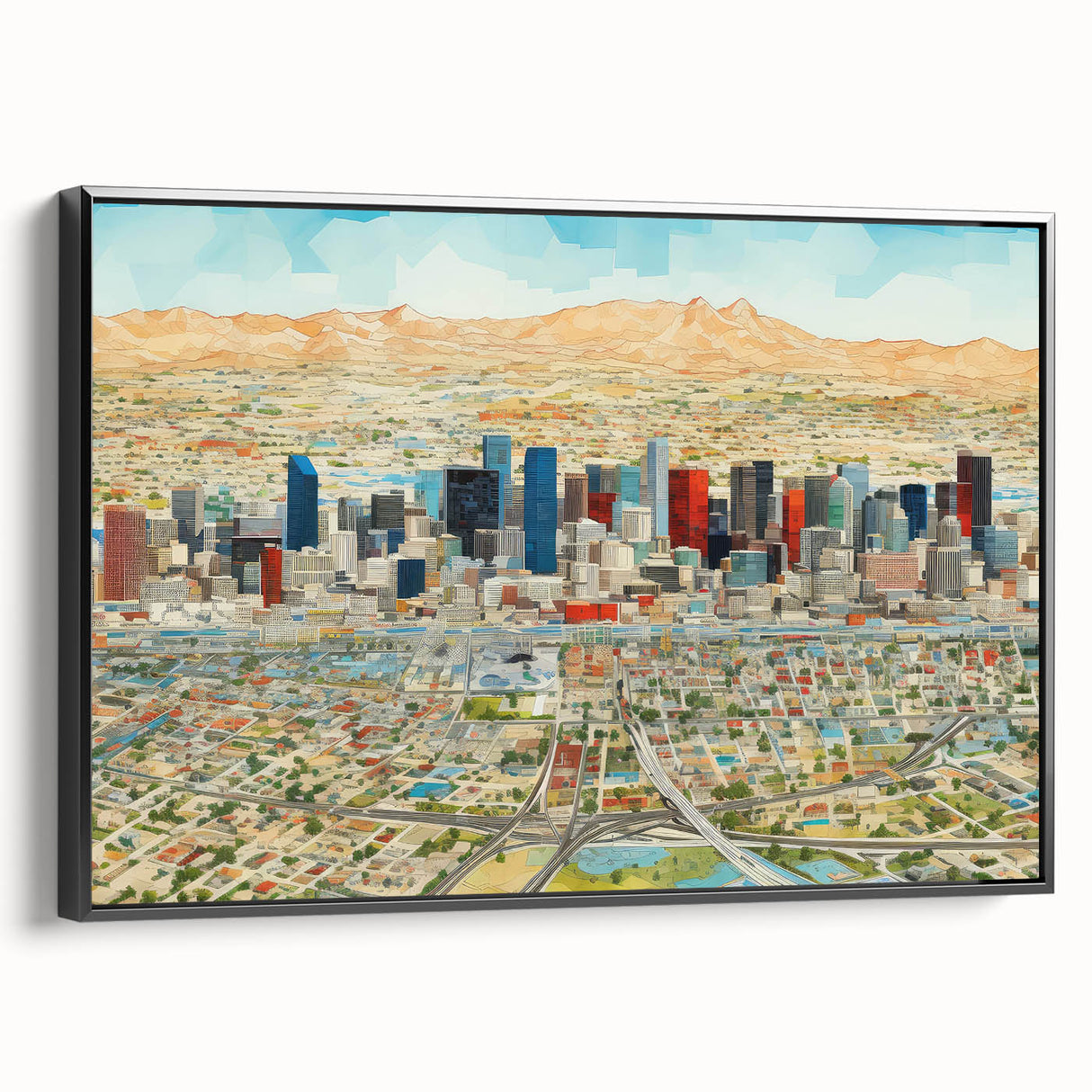Black and white landscape art painting of Phoenix Valley on framed canvas, ideal for bedroom wall decor.