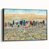 Black and white landscape art painting of Phoenix Valley on framed canvas, ideal for bedroom wall decor.
