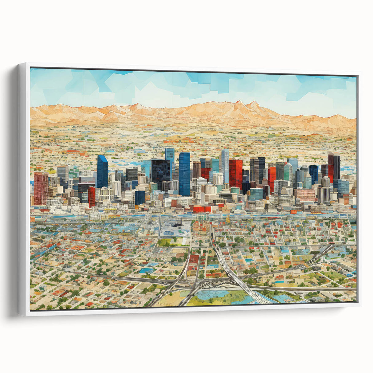 Vintage poster art of Phoenix Valley on a framed canvas, featuring colorful art in extra large size.