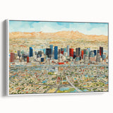 Vintage poster art of Phoenix Valley on a framed canvas, featuring colorful art in extra large size.