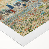 Art deco poster of Phoenix Valley in muted earth tones on rolled canvas, suitable for dining room decor.