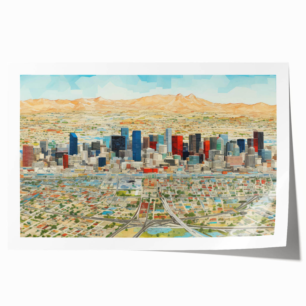 Extra large rolled print of Phoenix valley scenery in pastel shades, suitable for dining room or bathroom.