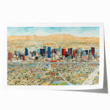 Extra large rolled print of Phoenix valley scenery in pastel shades, suitable for dining room or bathroom.