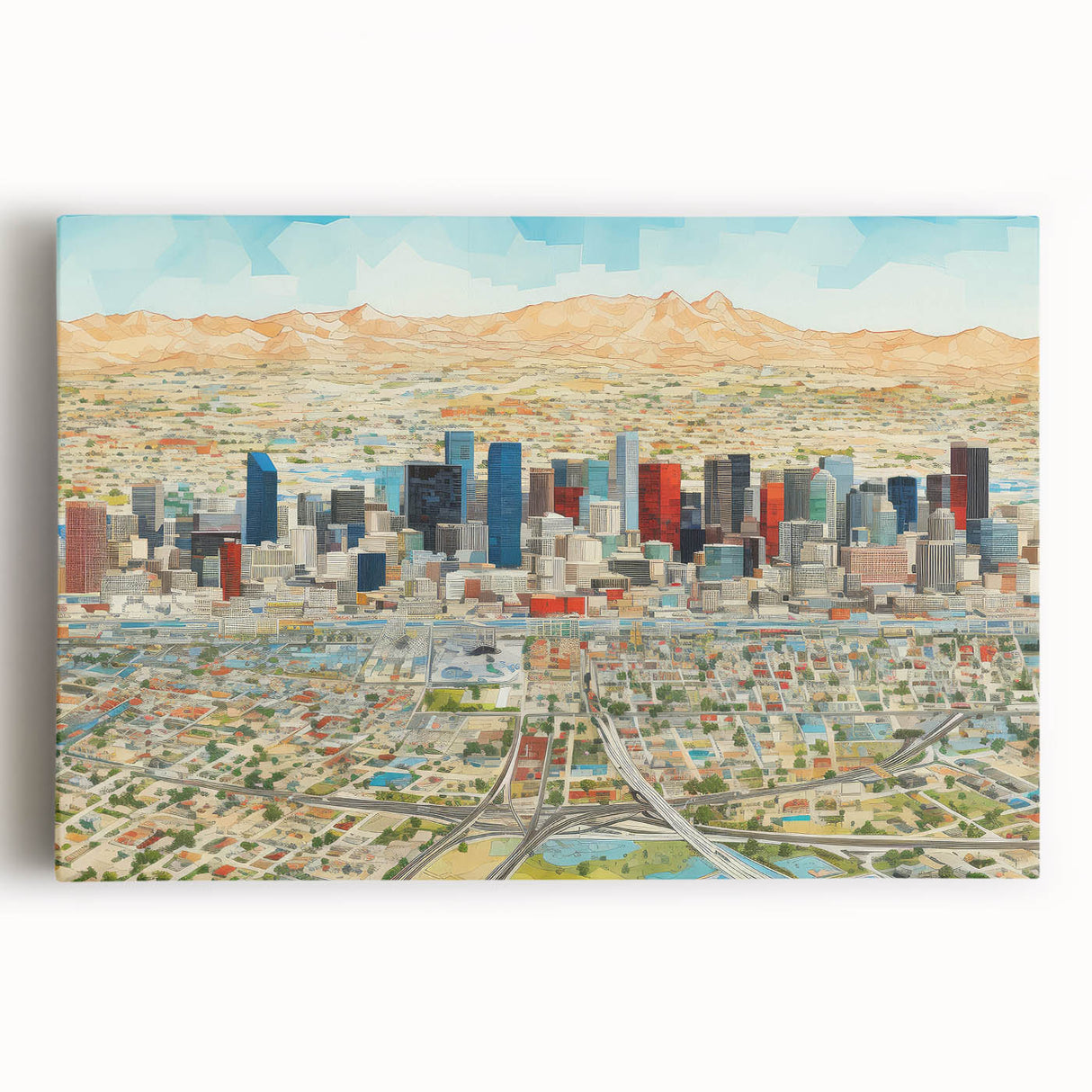 Black and white panoramic view of Phoenix Valley on a large stretched canvas, suitable as kitchen wall art.