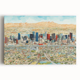 Black and white panoramic view of Phoenix Valley on a large stretched canvas, suitable as kitchen wall art.