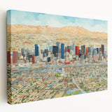 Phoenix valley landscape on large stretched canvas, featuring earthy tones, ideal for kitchen wall art.